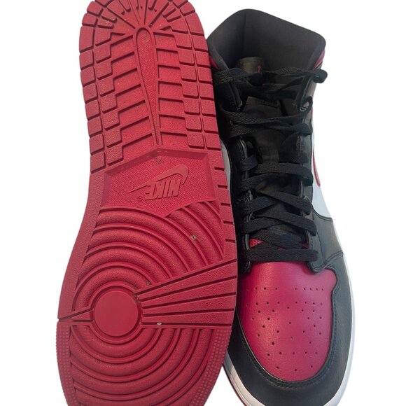 Nike Air Jordan 1 Shoes Mens US 15 Mid Bred Toe Noble Red Black White 554724-066 main image 5
